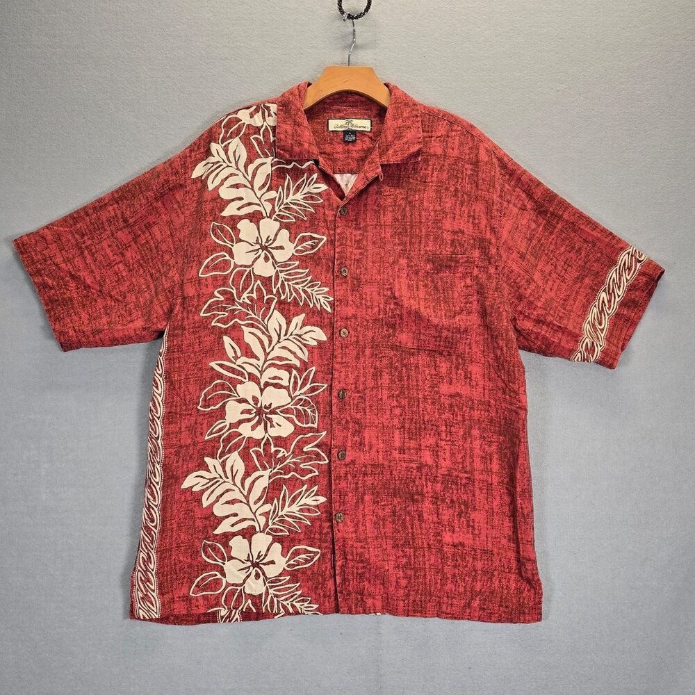 Tommy Bahama Men's medium 100 % silk shirt.   Rust Color